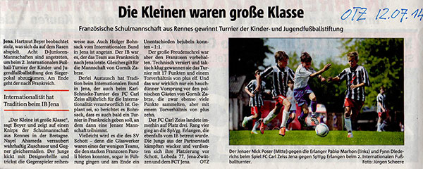 2. Internationales Fußballturnier - OTZ 12.07.2014